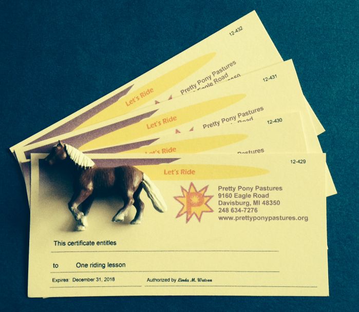 Horseback riding gift certificates